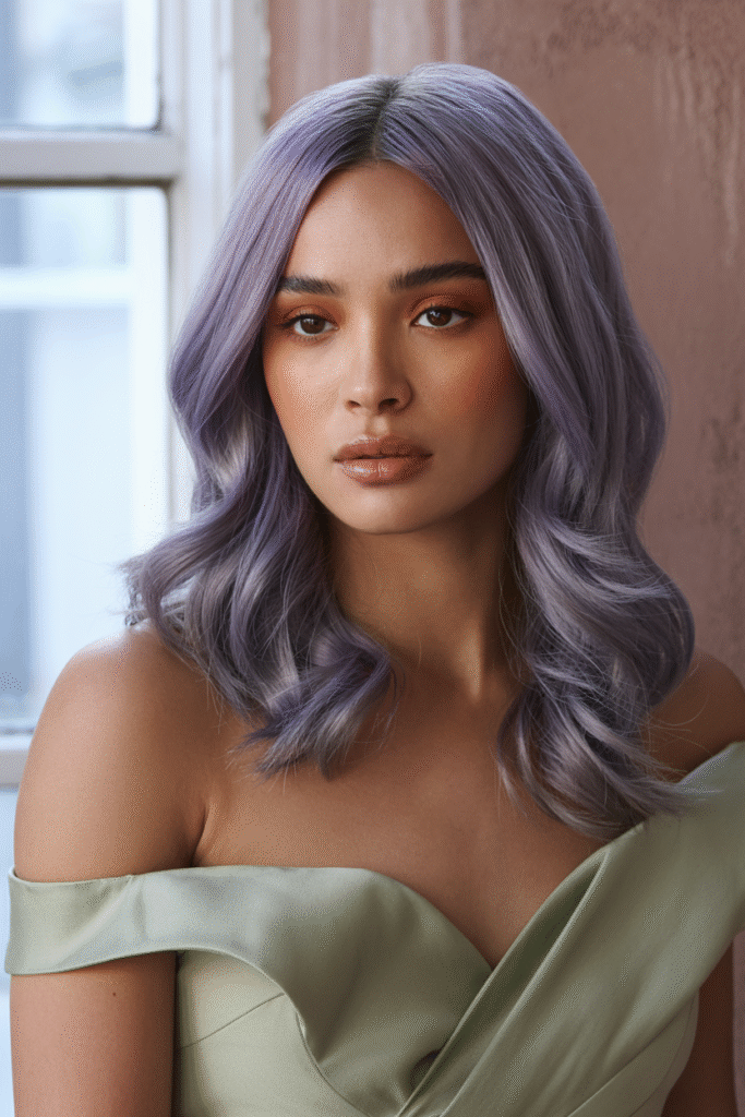 22 Flattering Hair Color Ideas for Brown Skin 22 Soft Lavender Waves