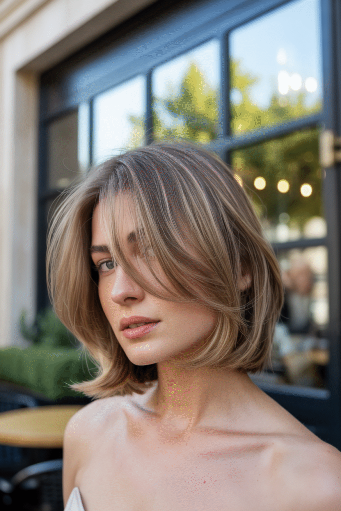 19 Flawless Fine Hair with Bangs Hairstyles 15 Soft Layered Lob with Side Bangs