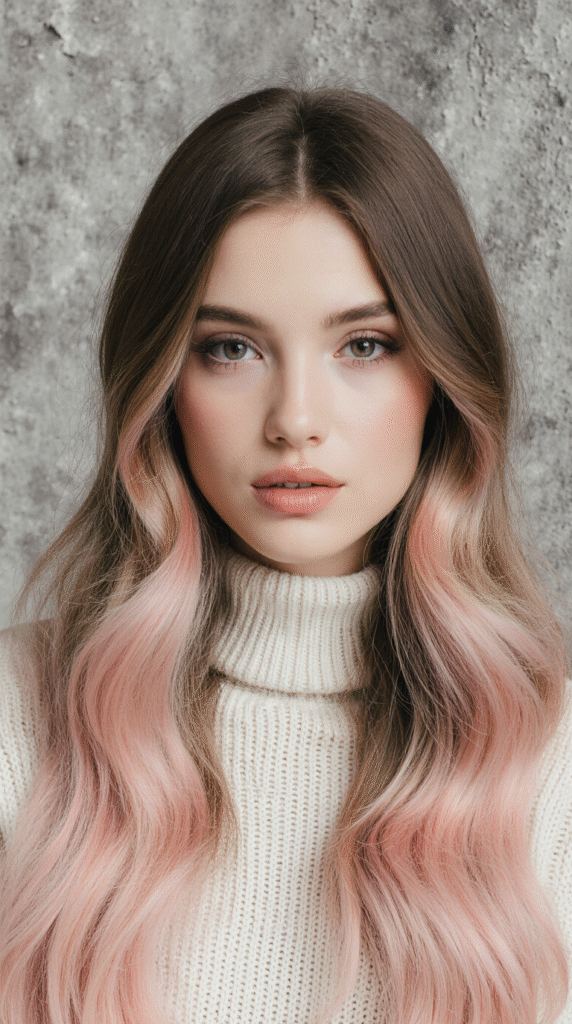 19 Winter Highlights for Brown Hair 15 Soft Pink Balayage Waves
