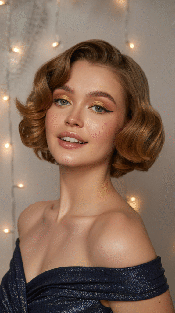 23 New Year’s Hairstyles for Short Hair 9 Soft Retro Waves on Short Hair
