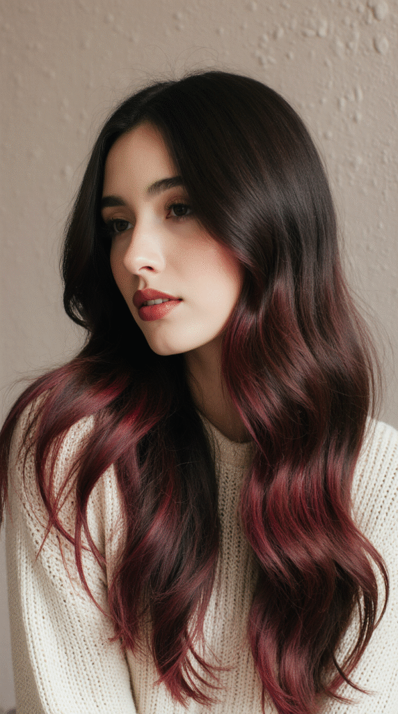 17 Cherry Cola Balayage Ideas 15 Soft Waves with Cherry Cola Tones