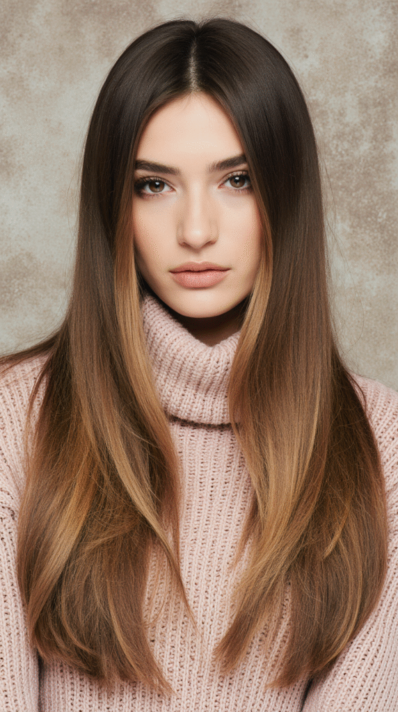 17 Dark Caramel Balayage Ideas: 15 Straight Dark Caramel Balayage on Brunette Hair