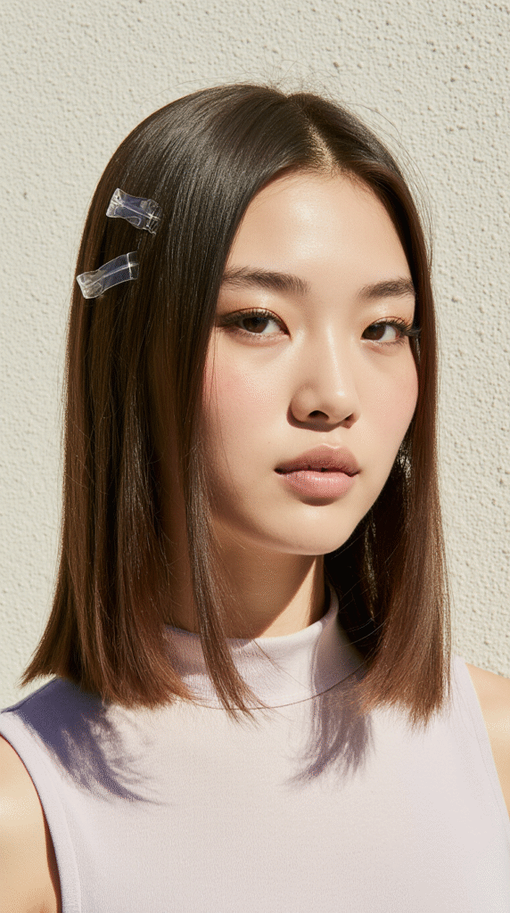 24 Gorgeous Straight Hairstyles 16 Straight Hair with Invisible Clips