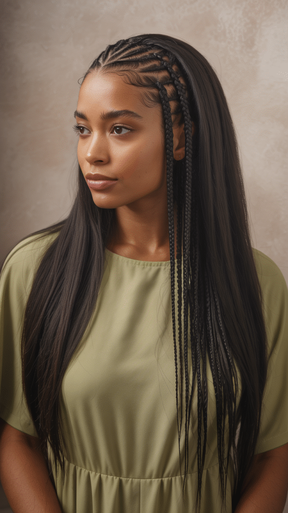 15 Straight Hairstyles for Black Women 10 Straight Hair with Micro Braids