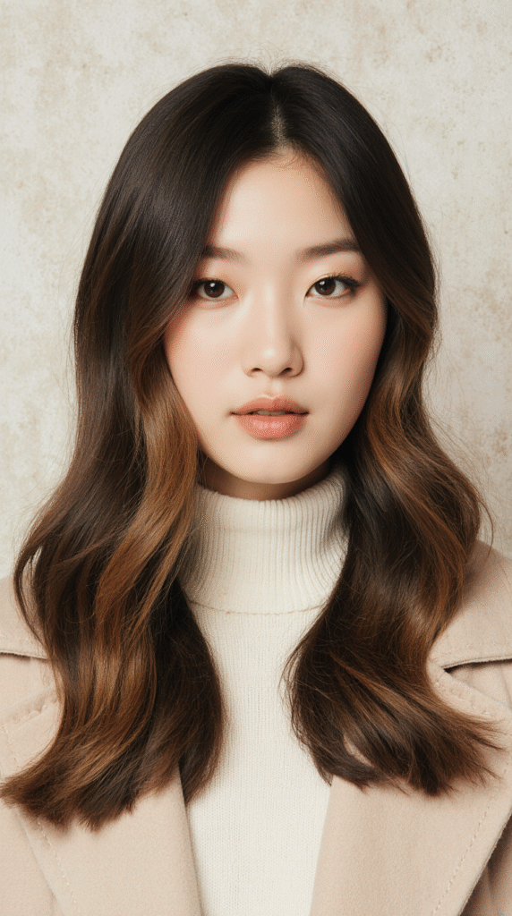 24 Winter Balayage Ideas for Brunettes 6 Subtle Espresso Balayage for Medium Waves