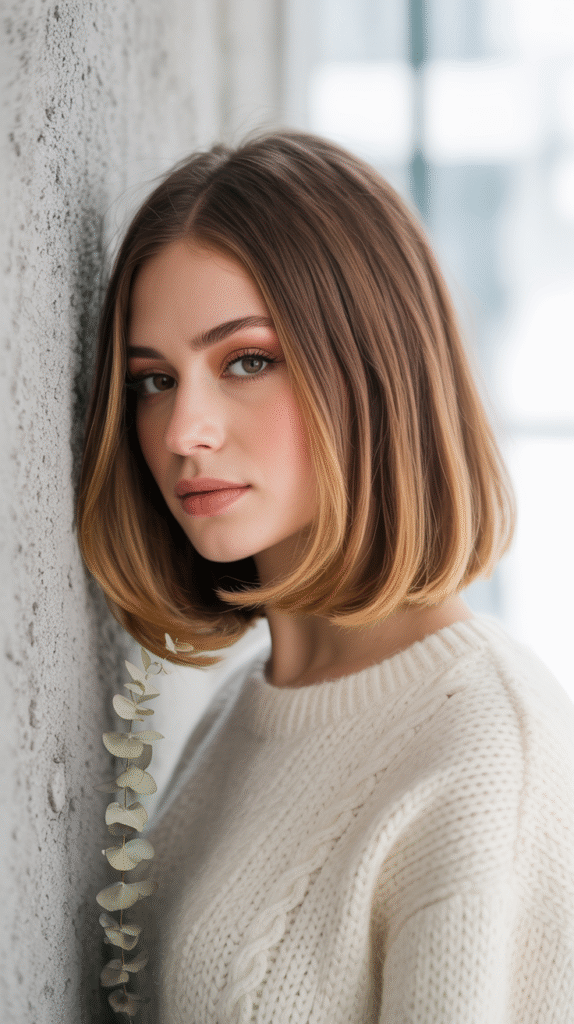 17 Honey Brown Balayage Ideas 4 Subtle Honey Brown Balayage on Lob