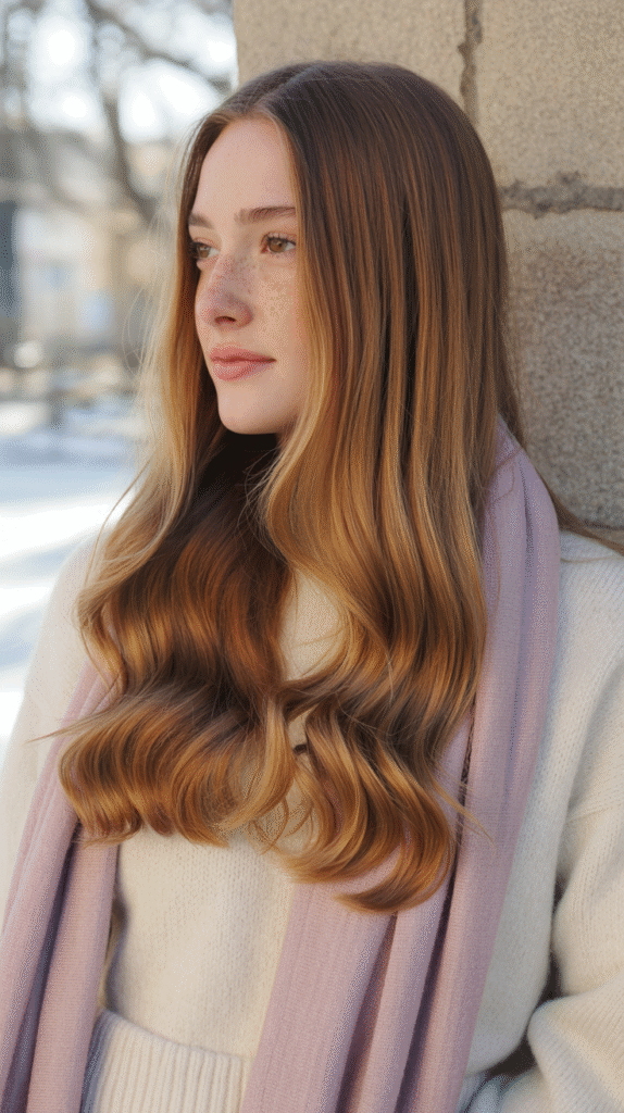 17 Honey Brown Balayage Ideas 11 Sun Kissed Honey Brown Balayage with Subtle Waves