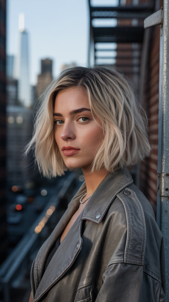 29 Modern Blonde Bob Hairstyles 29 Textured Blonde Bob with Shadow Root