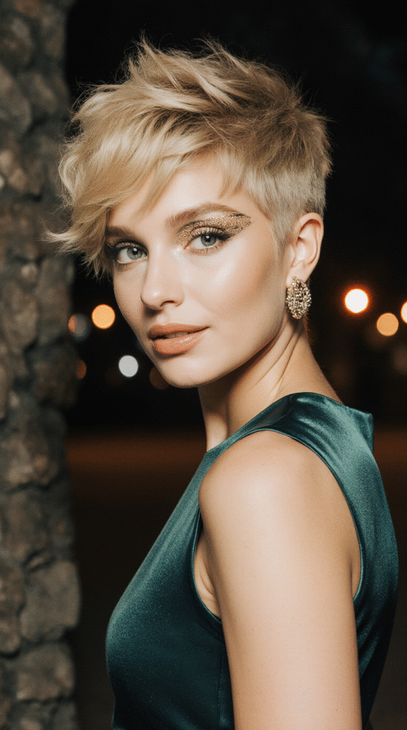 23 New Year’s Hairstyles for Short Hair 22 Textured Blonde Pixie with Tousled Layers