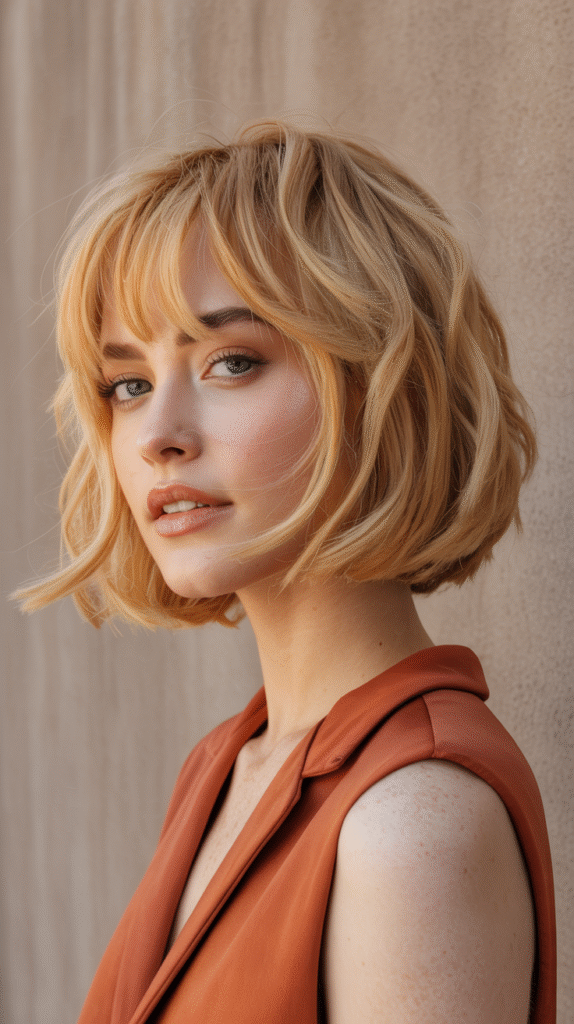 15 Chic Bob Hairstyles with Bangs 4 Textured Bob with Choppy Bangs 2