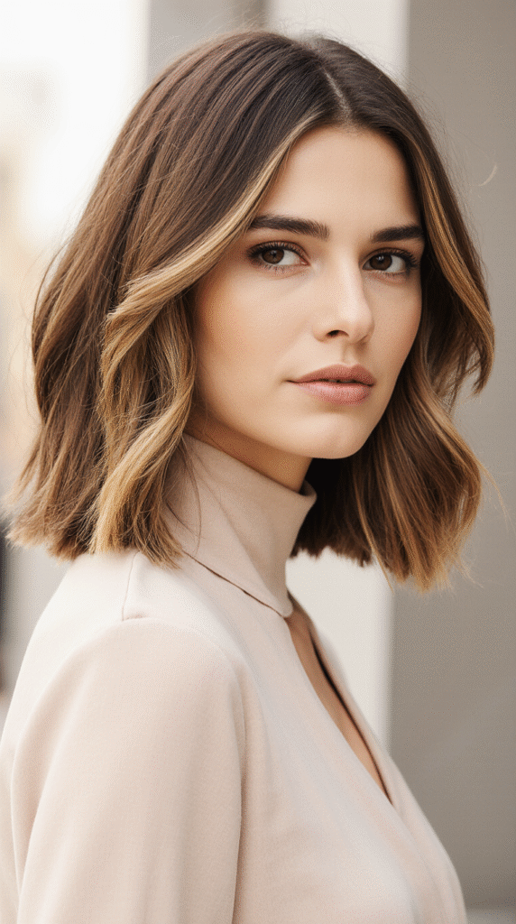 17 Trendy Brown Bob Hairstyles 2 Textured Bob with Soft Highlights