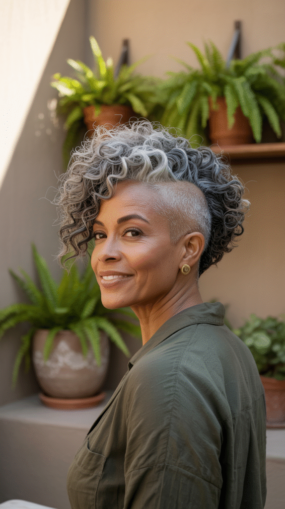 20 Older Black Women Hairstyles for Over 50 16 Textured Silver Undercut