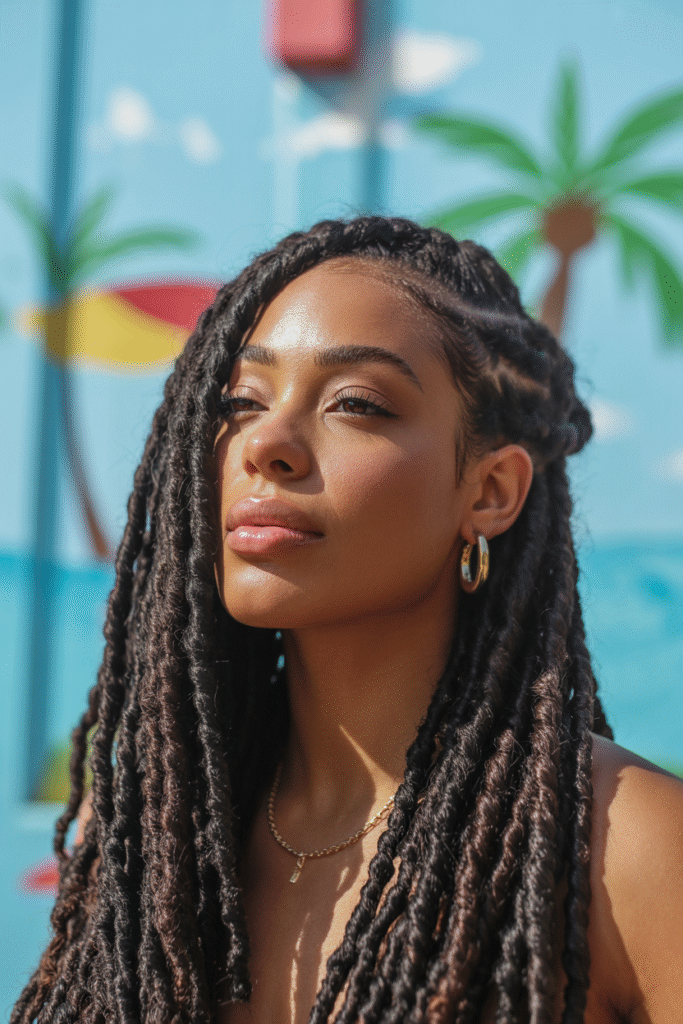 Thick Locs with Side Part