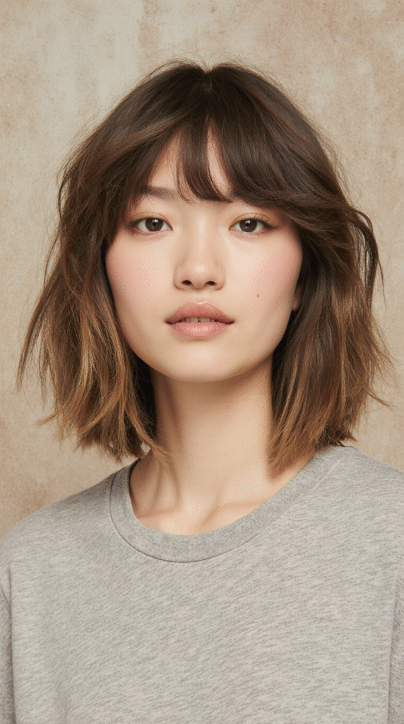 15 Chic Bob Hairstyles with Bangs 8 Tousled Bob with Piecey Bangs