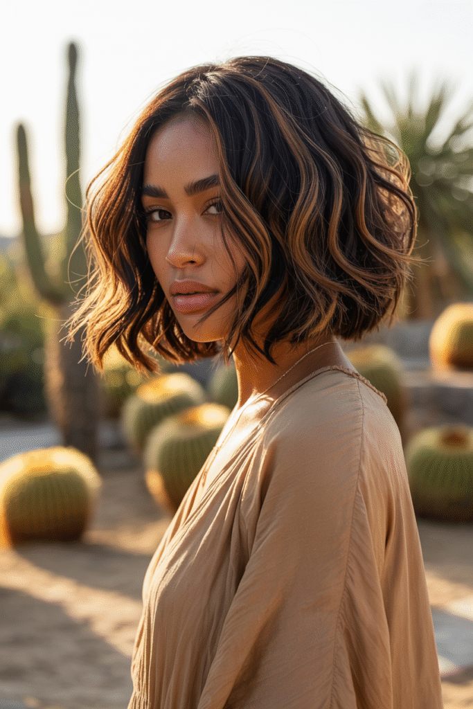 17 Trendy Brown Bob Hairstyles 6 Tousled Bob with Subtle Highlights
