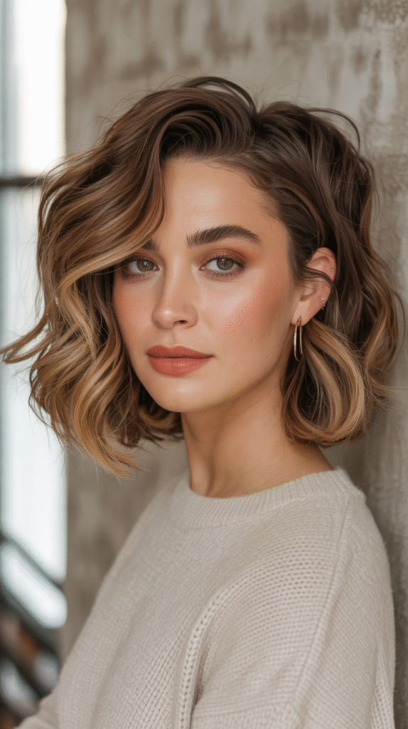 17 Honey Brown Balayage Ideas 8 Tousled Honey Brown Balayage on Short Bob