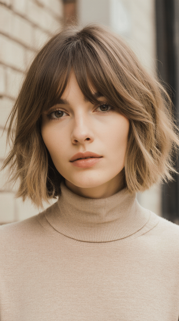 20 Volumizing Choppy Bob Hairstyles for Fine Hair 2 Tousled Layered Bob with Curtain Bangs