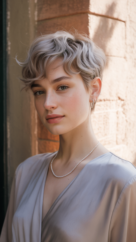 29 Formal Hairstyles for Short Hair 2 Tousled Platinum Pixie Cut