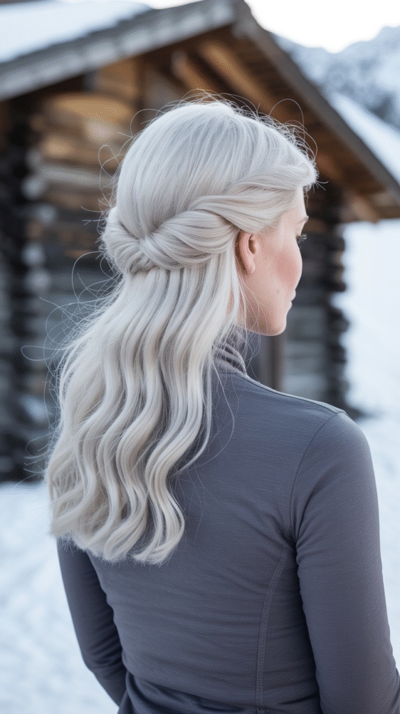 Top 21 Skiing Hairstyles to Wear Under a Helmet 16 Twisted Half Up Half Down