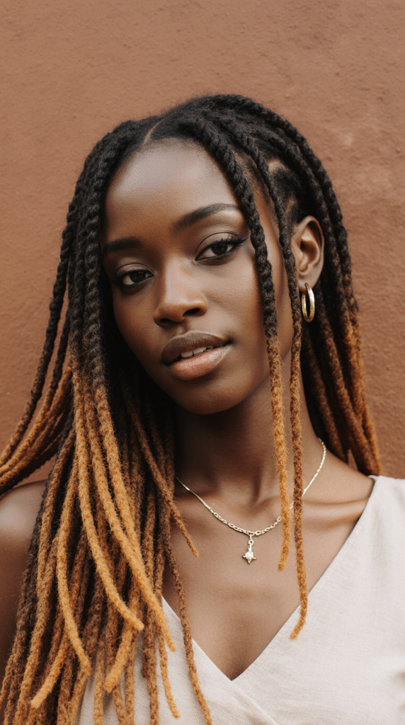 15 Thin Locs Hairstyles 16 Vibrant Gradient Colored Ends for More Depth
