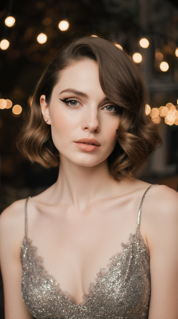 23 New Year’s Hairstyles for Short Hair 18 Vintage Inspired Bob with Soft Waves