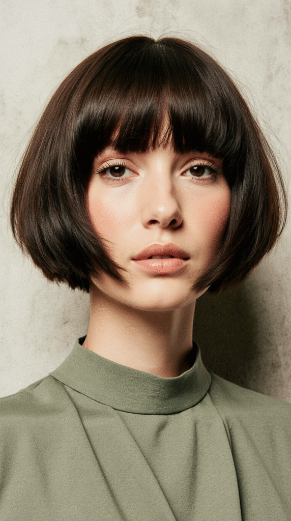 15 Chic Bob Hairstyles with Bangs 9 Voluminous Bob with Full Bangs