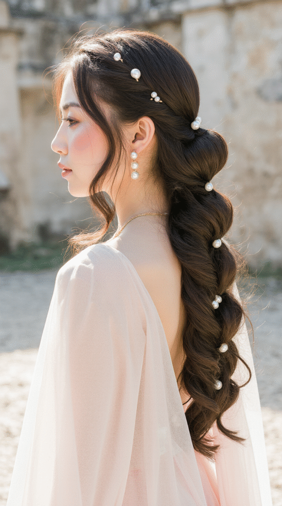 15 Dreamy Princess Hairstyles 16 Voluminous Bubble Ponytail with Pearl Details