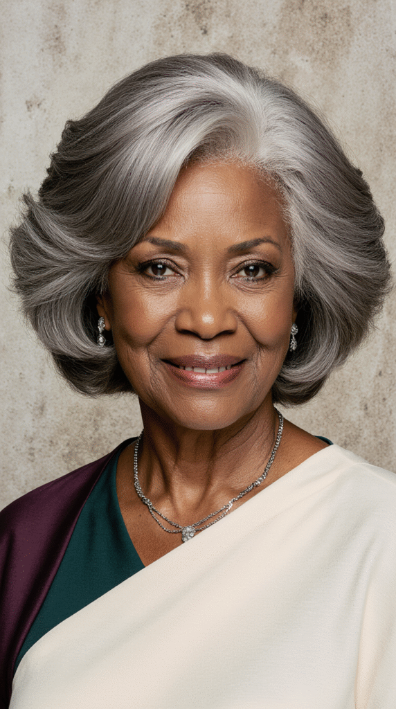 20 Older Black Women Hairstyles for Over 50 5 Voluminous Gray Layered Bob