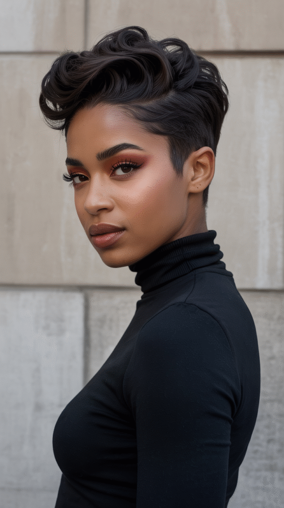 15 Trendy Pixie Hairstyles for Black Women 14 Voluminous Pixie with Undercut