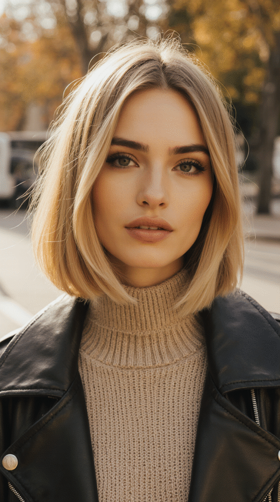 29 Modern Blonde Bob Hairstyles 17 Warm Blonde Bob with Dark Roots