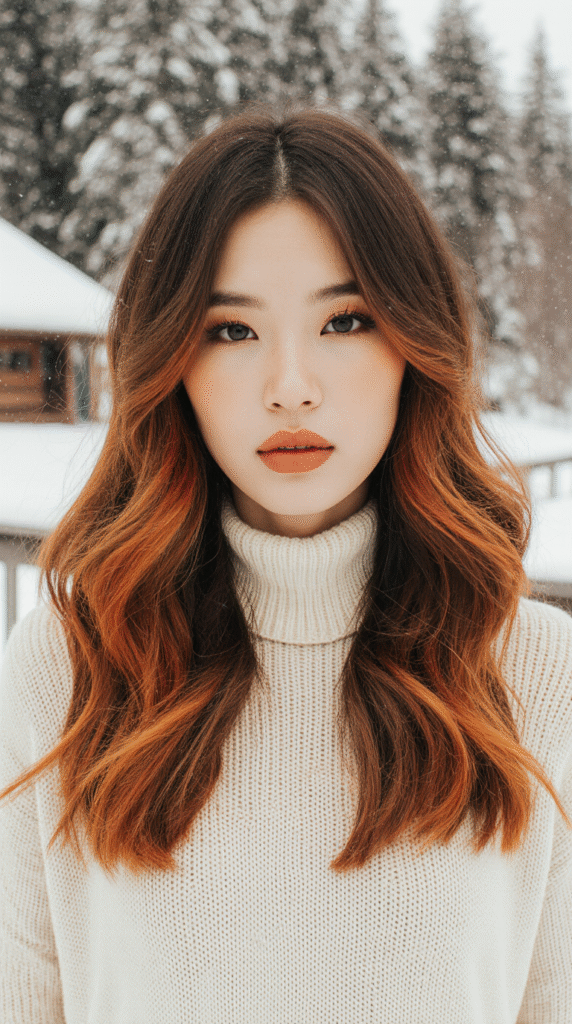 17 Red Copper Balayage Ideas 10 Warm Copper Highlights on Loose Waves