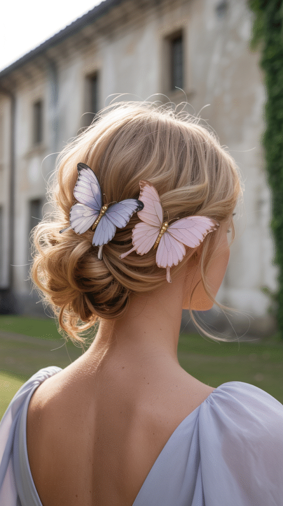 19 Fairy Hairstyles 20 Wavy Updo with Butterfly Accessories