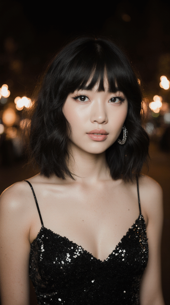 23 New Year’s Hairstyles for Short Hair 13 Wispy Bob with Blunt Bangs