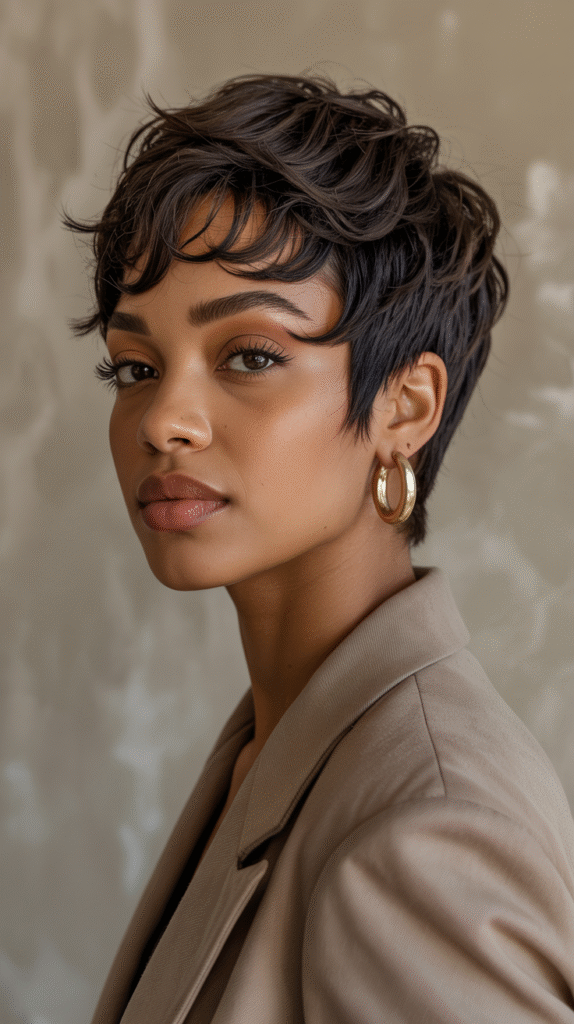 15 Trendy Pixie Hairstyles for Black Women 5 Wispy Layered Pixie Cut