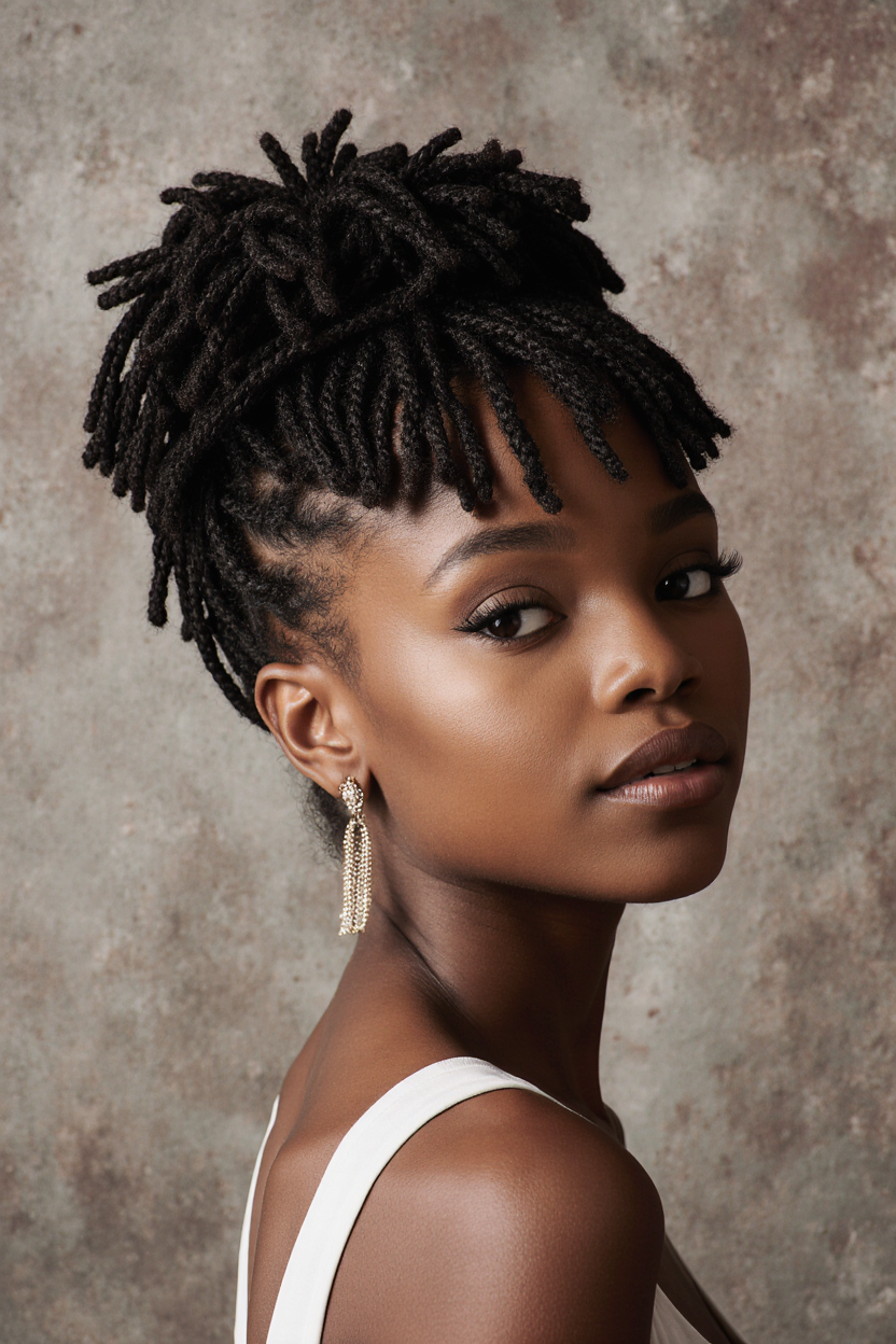 12 Two-Strand Twist Locs Hairstyles 7 a beautiful young woman with locs styled into petal shapes and neat two strand twist bangs her hair 3zoy19lytskgwye6ccqy 2