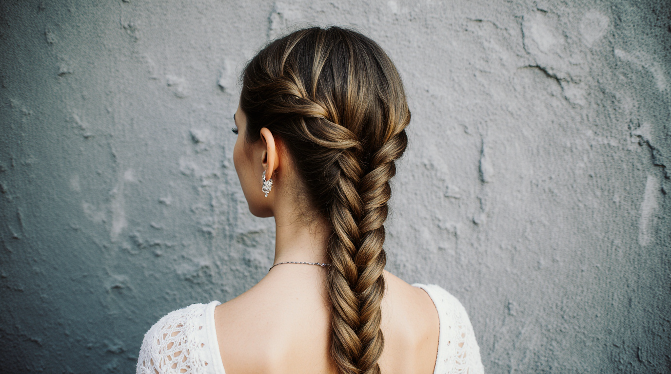 a cute young woman shown from the back with a half