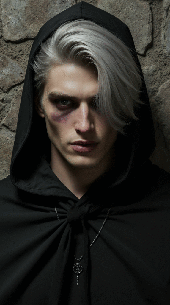 19 Halloween Hairstyles for Men 6 a hyper realistic portrait of a striking man dressed in a subtle non costumey halloween inspired ou uxn4jelwwehhadpzwor2 0