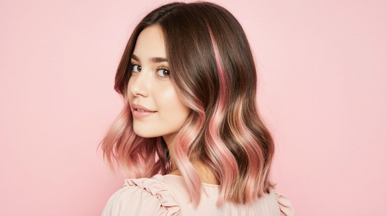 16 Pretty Pink Highlights in Brown Hair