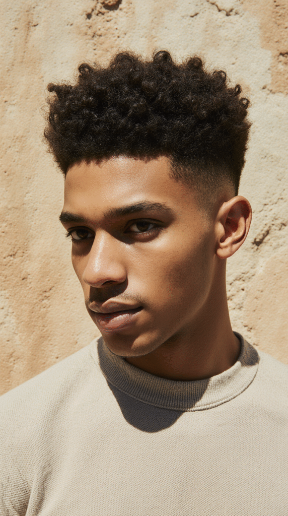 18 Curly Hairstyles for Men with Fade 11 a realistic high resolution portrait of a man with a clean high fade haircut and perfectly defined 224m23pbck64thz8mo4g 2