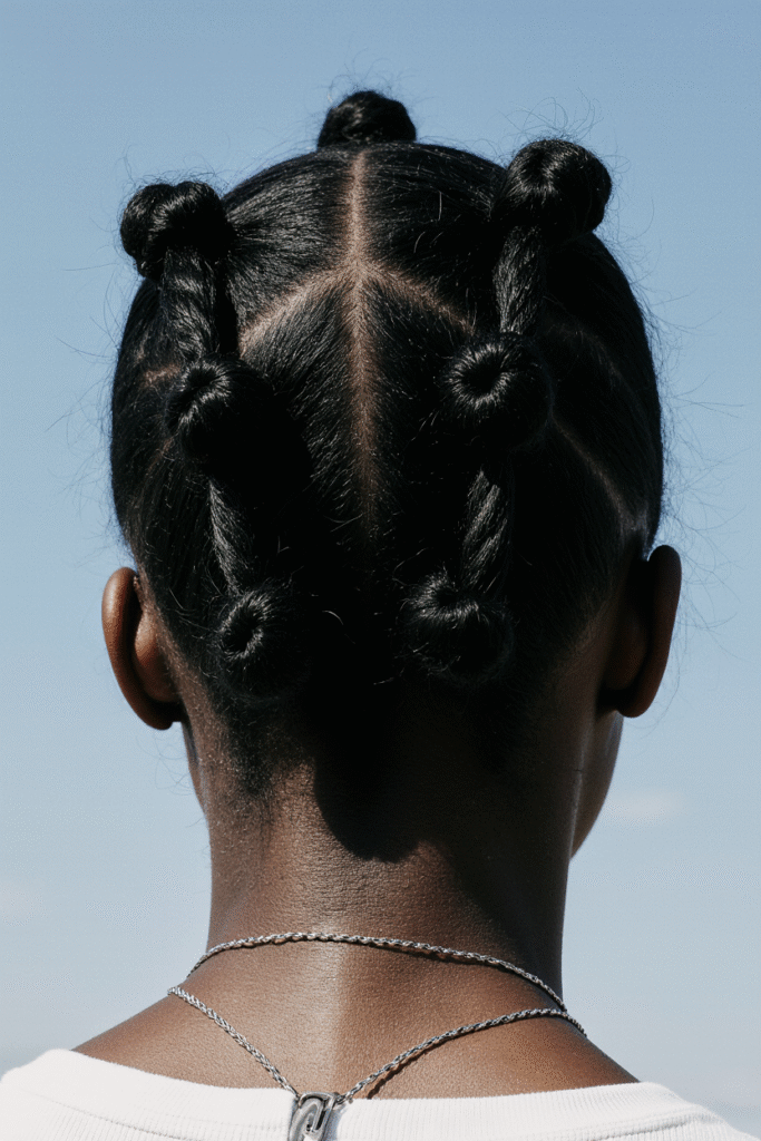 23 Protective Hairstyles for 3a Hair 5 a realistic photograph of a cute young woman seen from the back showcasing neatly styled bantu knot zoeaodzcuaj8gh33qjfk 2
