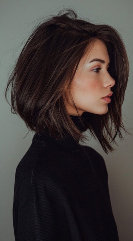 21 Stacked Bob Hairstyles for Fine Hair: Volume and Elegance 1 angled collarbone length stacked bob