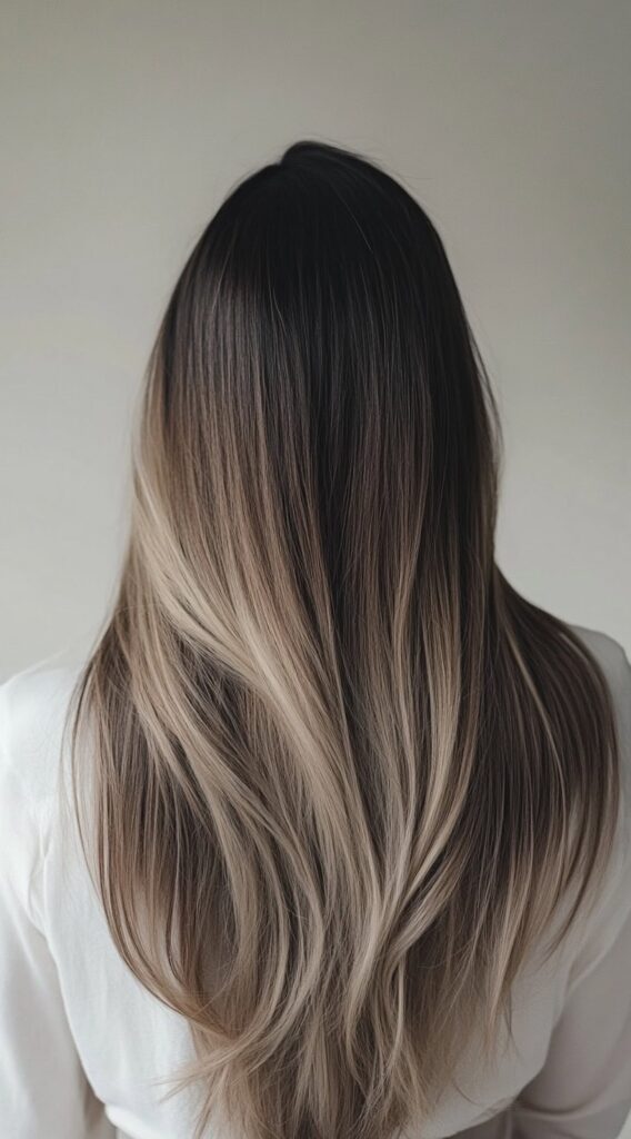 24 Winter Balayage Ideas for Brunettes: Subtle and Bold Hairstyles for a Fresh Winter Glow 21 ash blonde balayage on dark brown hair