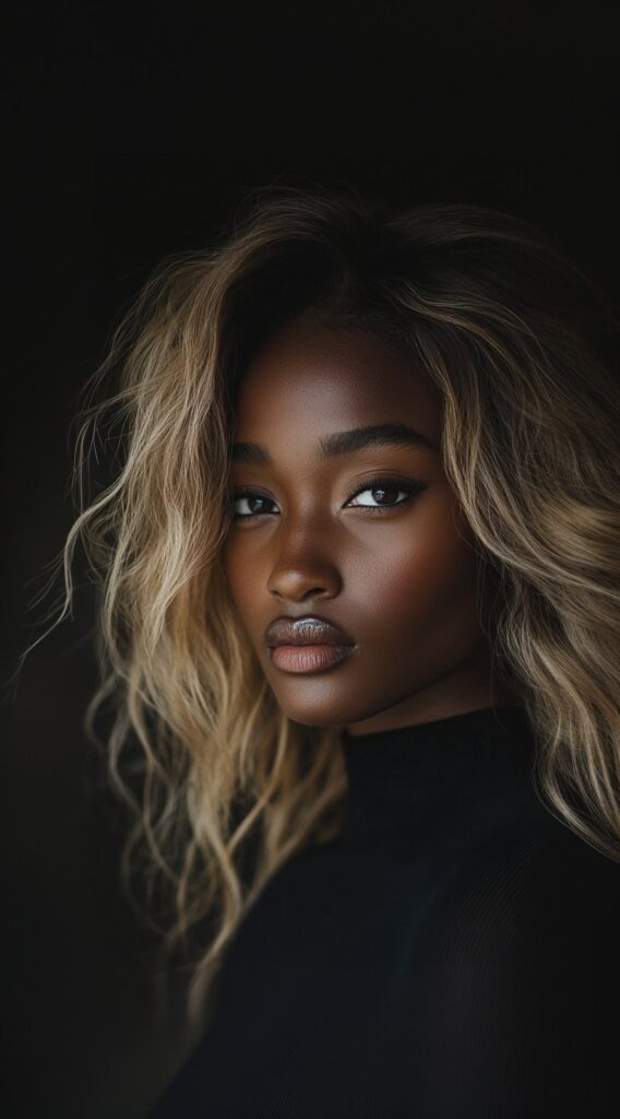 27 Flattering Hair Color Ideas for Brown Skin 2 ash blonde curls with dark roots