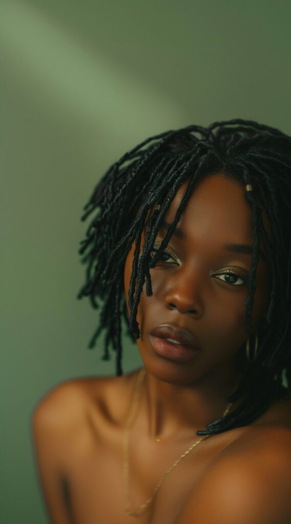 15 Thin Locs Hairstyles: Creative Looks for Modern Women 2 asymmetrical thin locs bob