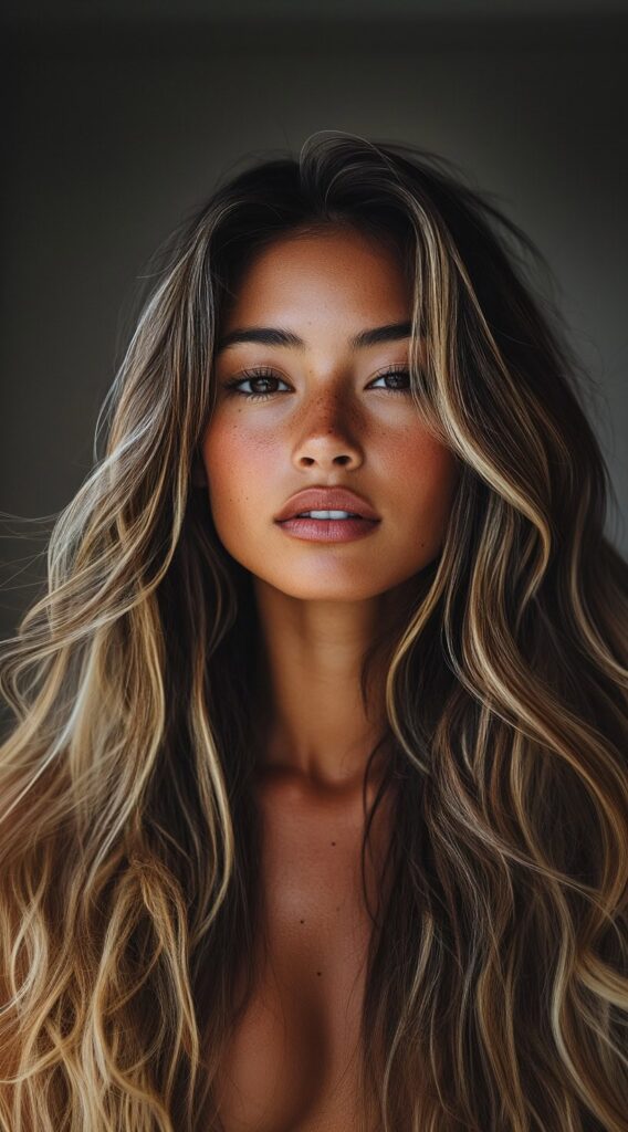 27 Flattering Hair Color Ideas for Brown Skin 11 beachy blonde balayage waves