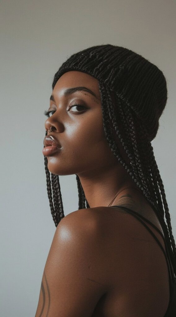 35 Beanie Hairstyles for Black Women: Chic and Cozy Ideas for Every Style 3 beanie over cornrows