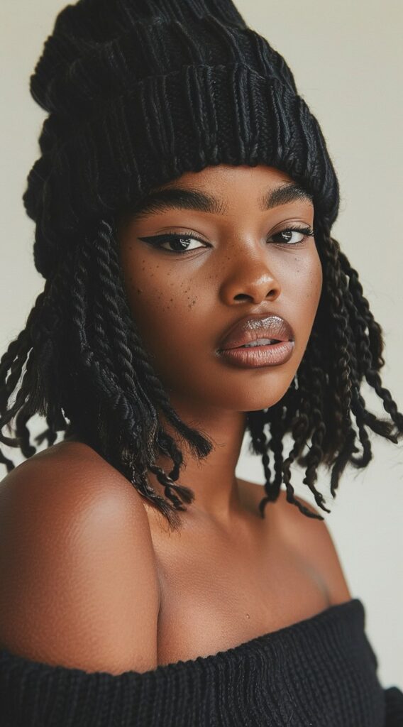 35 Beanie Hairstyles for Black Women: Chic and Cozy Ideas for Every Style 4 beanie over crochet braids