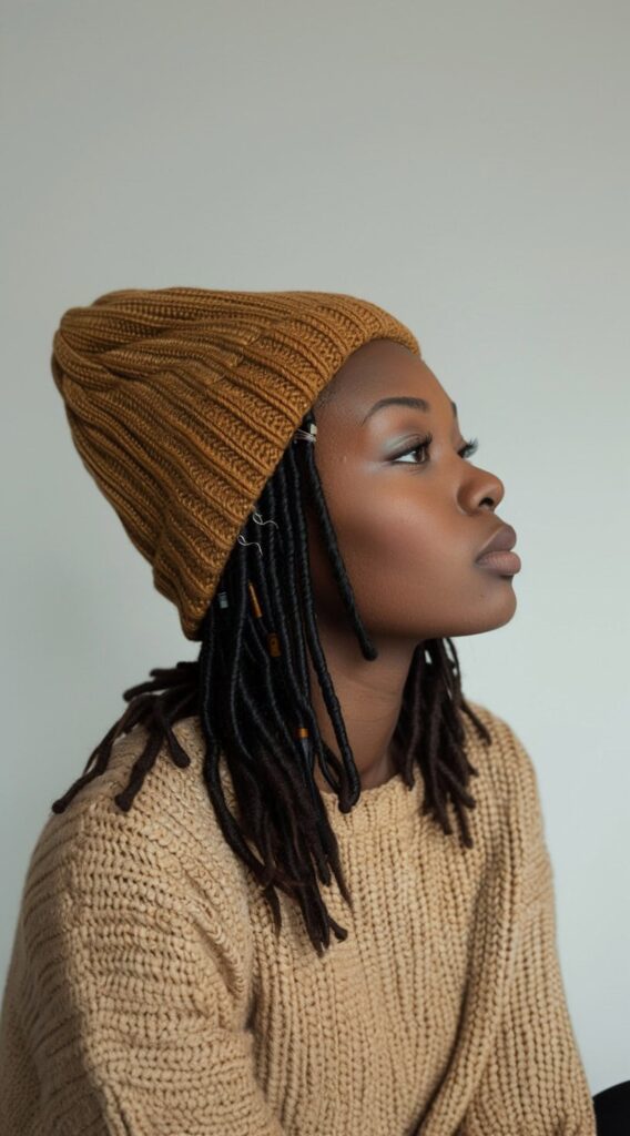 35 Beanie Hairstyles for Black Women: Chic and Cozy Ideas for Every Style 6 beanie over faux locs