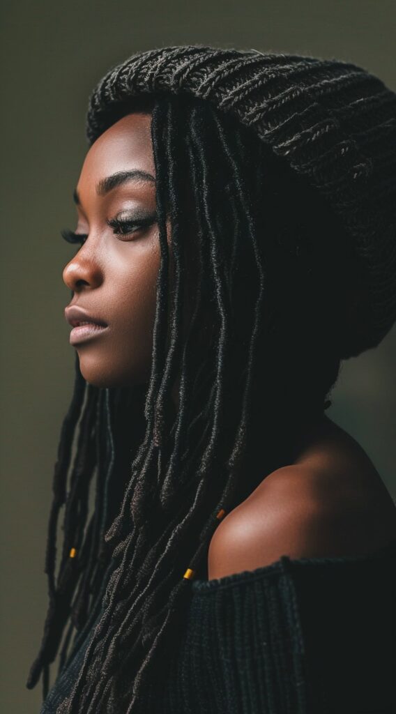 35 Beanie Hairstyles for Black Women: Chic and Cozy Ideas for Every Style 10 beanie over long locs