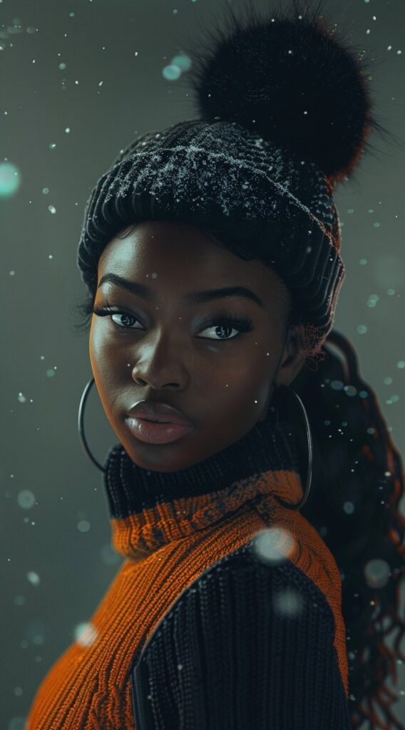 35 Beanie Hairstyles for Black Women: Chic and Cozy Ideas for Every Style 14 beanie over low curly ponytail